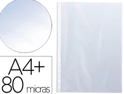Pochette q-connect polypropylene lisse perforee folio 80 mc cristal sachet 10 unites
