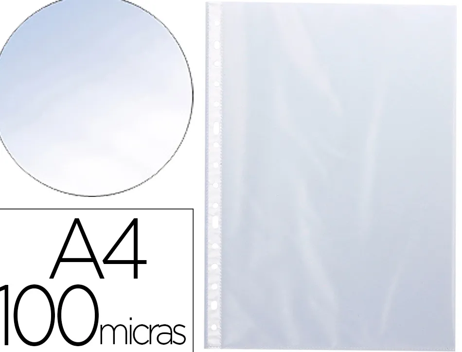 Pochette q-connect polypropylène lisse 10/100e eco perforée antistatique a4 210x297mm sachet 100 unités