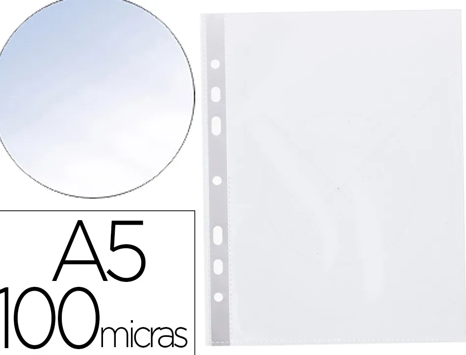 Pochette q-connect polypropylène 10/100e perforée ouverture dessus a5 148x210mm sachet 100 unités