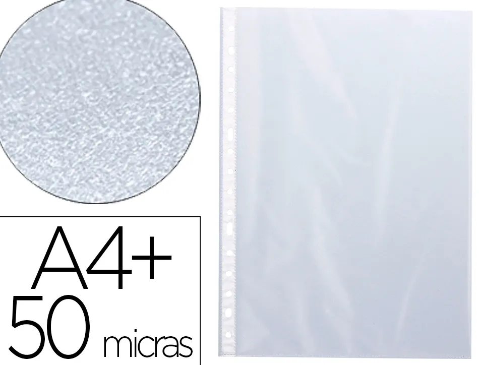Pochette q-connect polypropylene graine perforee folio 50 mc sachet 10 unites