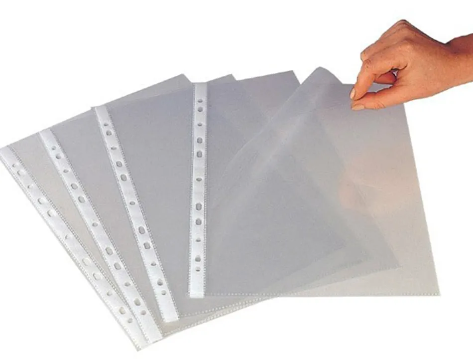 Pochette q-connect polypropylene graine perforee folio 50 mc sachet 10 unites