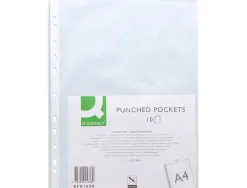 Pochette q-connect polypropylène grainé 5/100e eco perforée antistatique a4 210x297mm sachet 10 unités