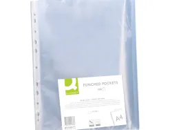 Pochette q-connect polyproylène lisse 5/100e perforée cristal antistatique a4 210x297mm sachet 100 unités