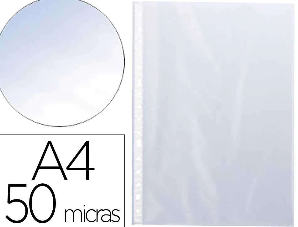 Pochette q-connect polyproylène lisse 5/100e perforée cristal antistatique a4 210x297mm sachet 100 unités