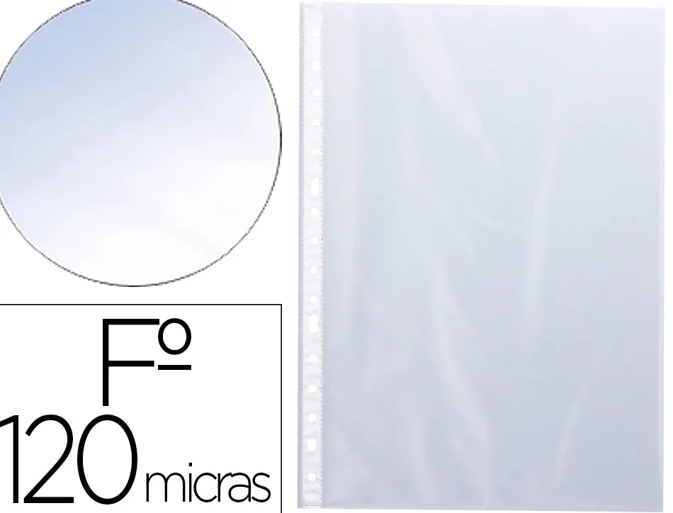 Pochette q-connect polypropylene lisse perforee folio 120 mc cristal sachet 10 unites