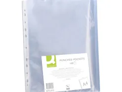 Pochette q-connect polypropylène grainé 5/100e eco perforée antistatique a4 210x297mm sachet 100 unités
