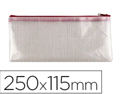 Pochette q-connect porte-documents pvc taille chèque ouverture supérieure avec fermeture éclair coloris rouge