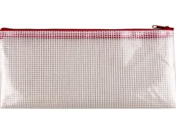 Pochette q-connect porte-documents pvc taille chèque ouverture supérieure avec fermeture éclair coloris rouge