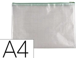 Pochette q-connect porte-documents pvc a4 ouverture supérieure avec fermeture éclair coloris vert