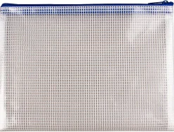 Pochette q-connect porte-documents pvc a5 ouverture supérieure avec fermeture éclair coloris bleu