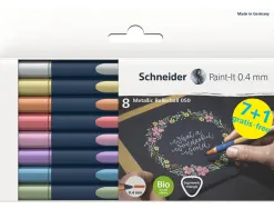 Pochette schneider roller metallique paint it 050 trait 0,4 mm pointe ultra smooth 8 coloris assorti
