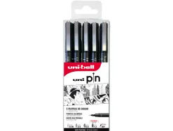Pochette uni-ball 5 feutres pointe calibree 0.05 br coloris noir