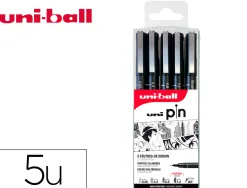Pochette uni-ball 5 feutres pointe calibree 0.05 br coloris noir