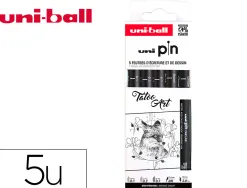 Pochette uni-ball 5 feutres pointe calibree 0.1 cs3200 coloris noir