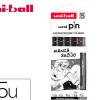 Pochette uni-ball 5 feutres pointe calibree 0.03 efbr500 coloris noir