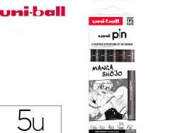 Pochette uni-ball 5 feutres pointe calibree 0.03 efbr500 coloris noir