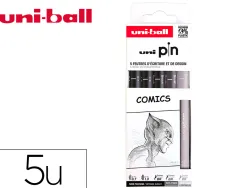 Pochette uni-ball 5 feutres pointe calibree 0.7 gc/gf/n coloris noir