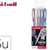 Pochette uniball signo roller encre gel ecriture moyenne coloris pastel blanc / bleu / orange / rose / violet 5