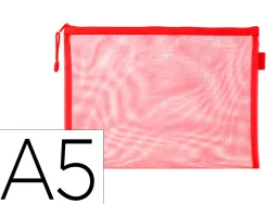 Pochette zip liderpapel a5 multiusage fermeture eclair polyester transpirable coloris rouge