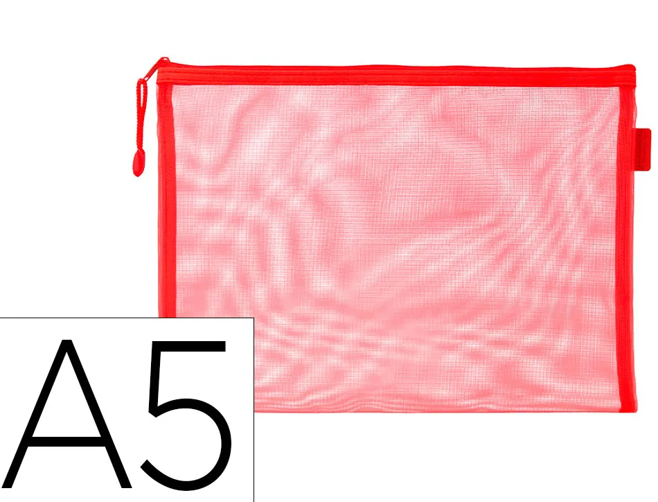 Pochette zip liderpapel a5 multiusage fermeture eclair polyester transpirable coloris rouge