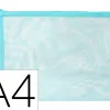 Pochette zip liderpapel a4 multiusage fermeture eclair polyester transpirable coloris bleu ciel