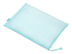 Pochette zip liderpapel a4 multiusage fermeture eclair polyester transpirable coloris bleu ciel