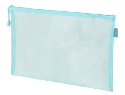 Pochette zip liderpapel a4 multiusage fermeture eclair polyester transpirable coloris bleu ciel