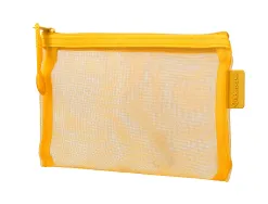 Pochette zip liderpapel a6 multiusage fermeture eclair polyester transpirable coloris jaune