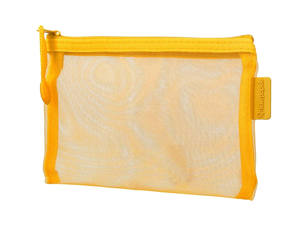 Pochette zip liderpapel a6 multiusage fermeture eclair polyester transpirable coloris jaune