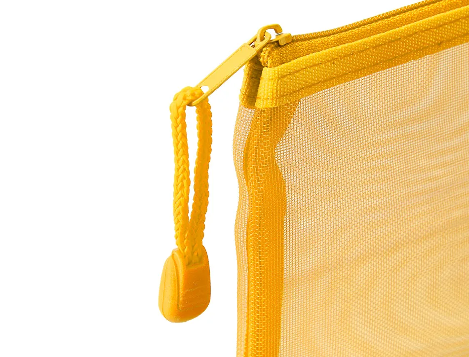 Pochette zip liderpapel a6 multiusage fermeture eclair polyester transpirable coloris jaune