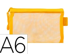 Pochette zip liderpapel a6 multiusage fermeture eclair polyester transpirable coloris jaune