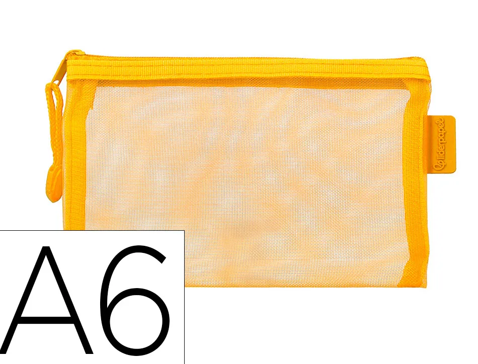 Pochette zip liderpapel a6 multiusage fermeture eclair polyester transpirable coloris jaune