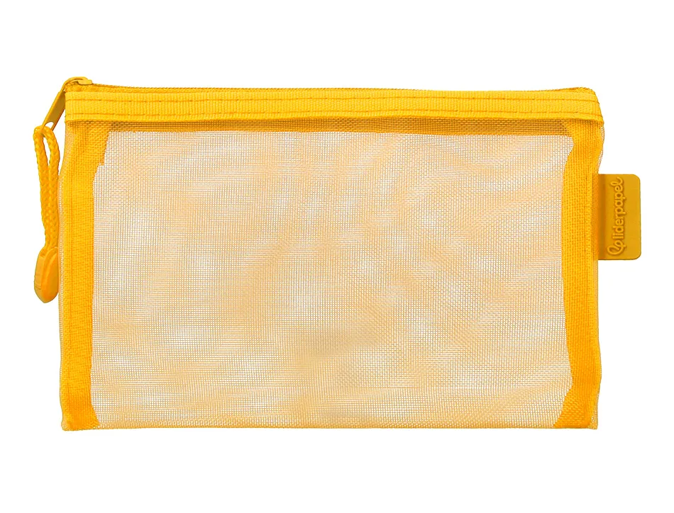 Pochette zip liderpapel a6 multiusage fermeture eclair polyester transpirable coloris jaune