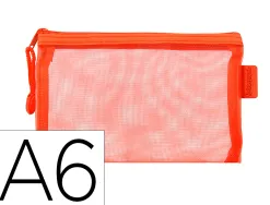 Pochette zip liderpapel a6 multiusage fermeture eclair polyester transpirable coloris orange