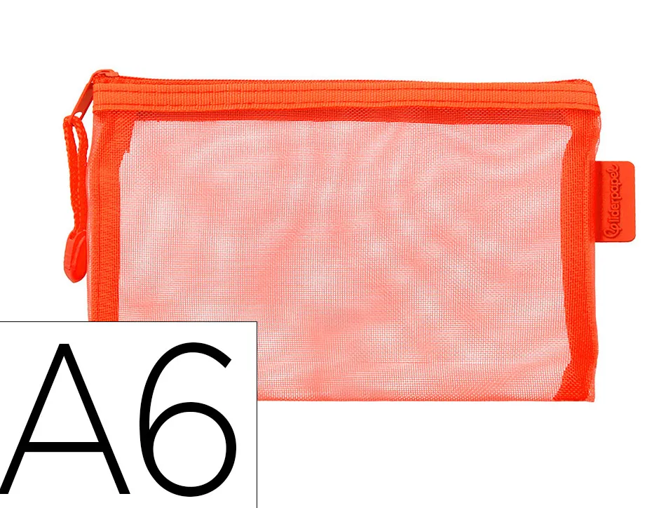 Pochette zip liderpapel a6 multiusage fermeture eclair polyester transpirable coloris orange