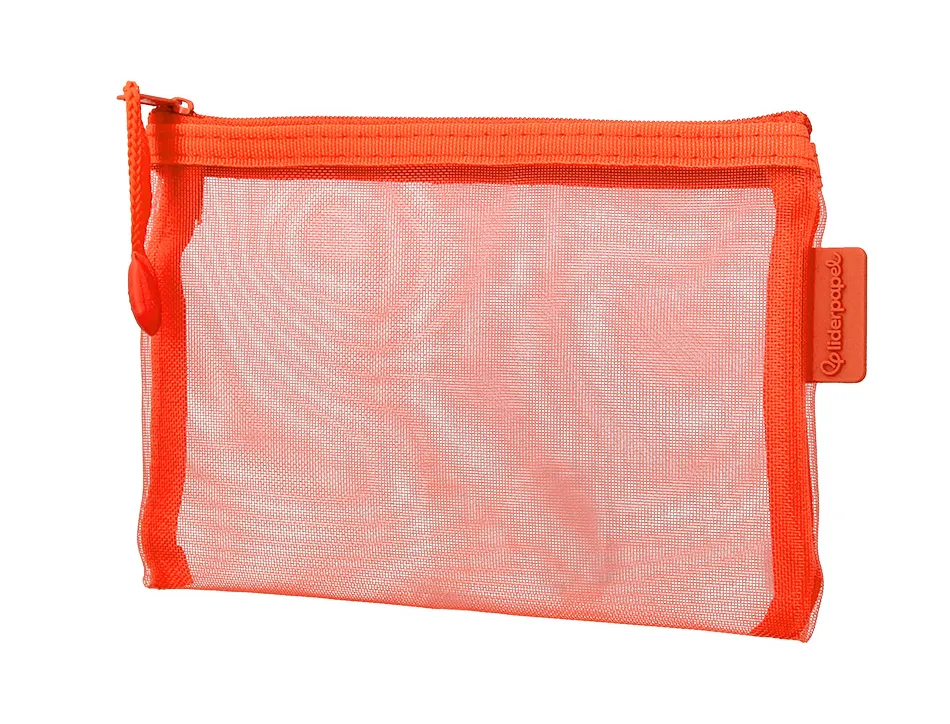 Pochette zip liderpapel a6 multiusage fermeture eclair polyester transpirable coloris orange