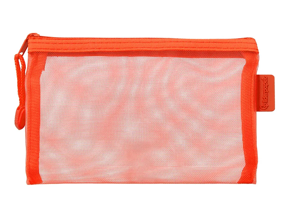 Pochette zip liderpapel a6 multiusage fermeture eclair polyester transpirable coloris orange