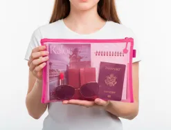 Pochette zip liderpapel a4 multiusage fermeture eclair polyester transpirable coloris rose
