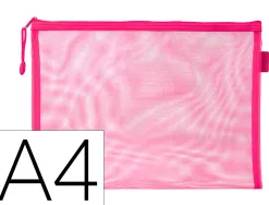 Pochette zip liderpapel a4 multiusage fermeture eclair polyester transpirable coloris rose