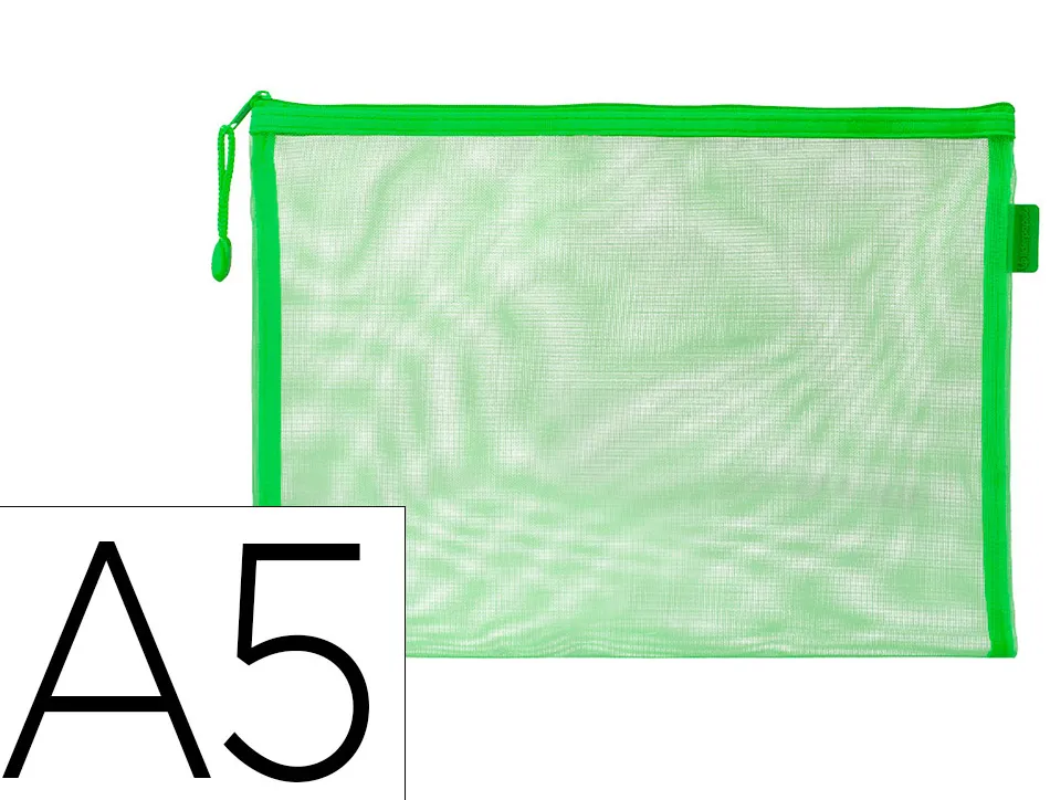 Pochette zip liderpapel a5 multiusage fermeture eclair polyester transpirable coloris vert pastel