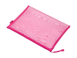 Pochette zip liderpapel a5 multiusage fermeture eclair polyester transpirable coloris rose