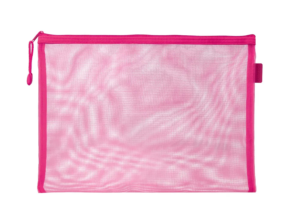 Pochette zip liderpapel a5 multiusage fermeture eclair polyester transpirable coloris rose