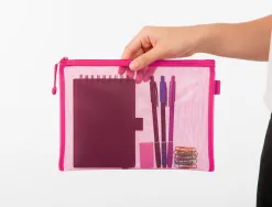 Pochette zip liderpapel a5 multiusage fermeture eclair polyester transpirable coloris rose