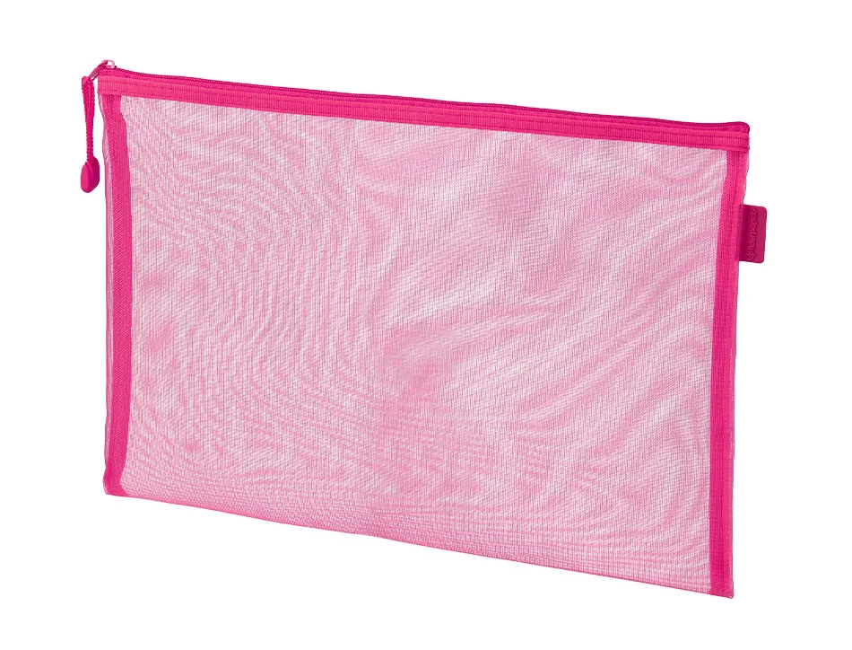 Pochette zip liderpapel a5 multiusage fermeture eclair polyester transpirable coloris rose