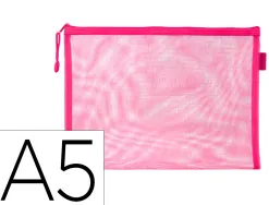 Pochette zip liderpapel a5 multiusage fermeture eclair polyester transpirable coloris rose
