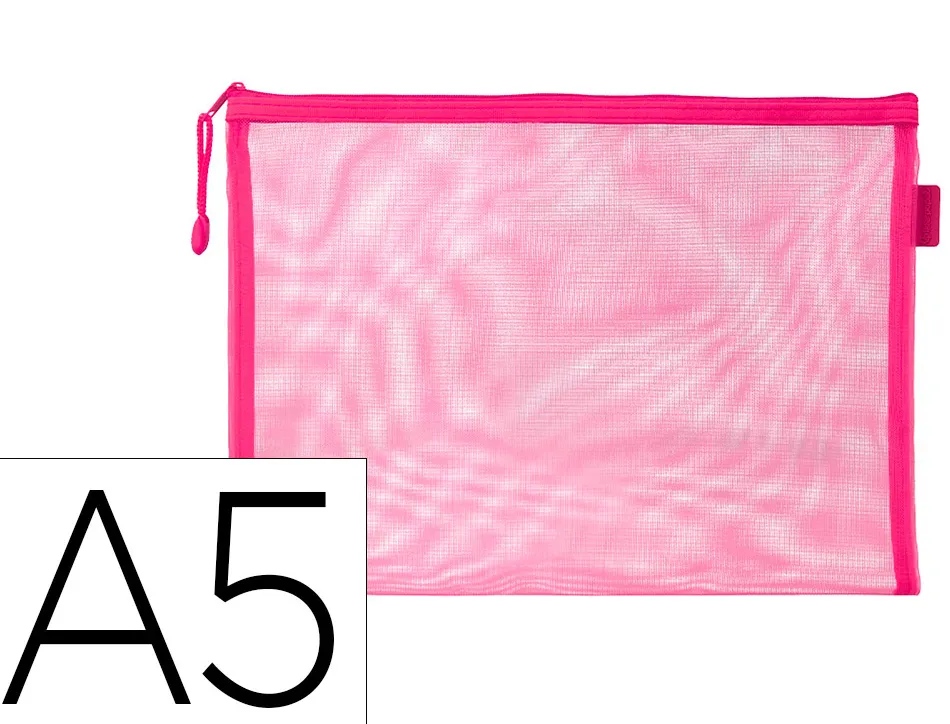Pochette zip liderpapel a5 multiusage fermeture eclair polyester transpirable coloris rose