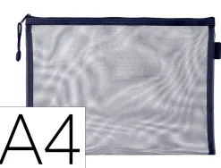Pochette zip liderpapel a4 multiusage fermeture eclair polyester transpirable coloris bleu marine