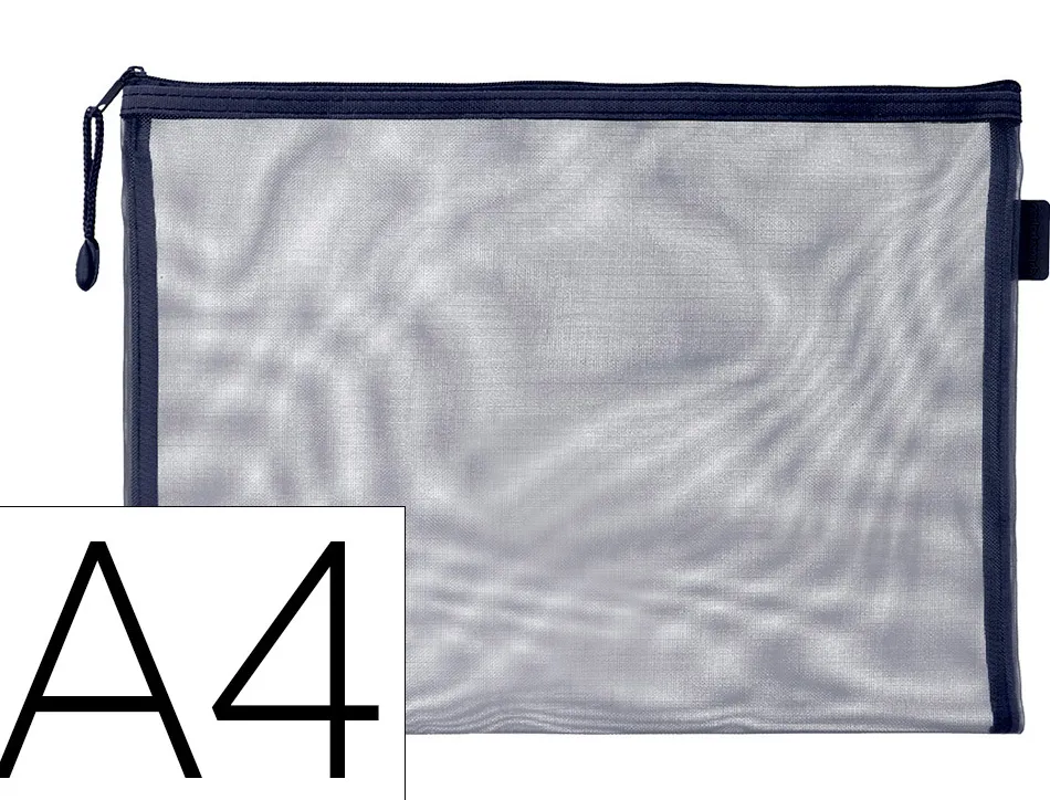 Pochette zip liderpapel a4 multiusage fermeture eclair polyester transpirable coloris bleu marine