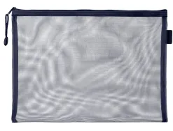 Pochette zip liderpapel a4 multiusage fermeture eclair polyester transpirable coloris bleu marine