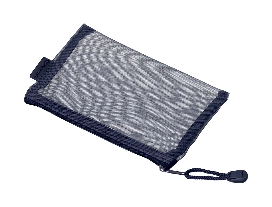 Pochette zip liderpapel a6 multiusage fermeture eclair polyester transpirable coloris bleu marine